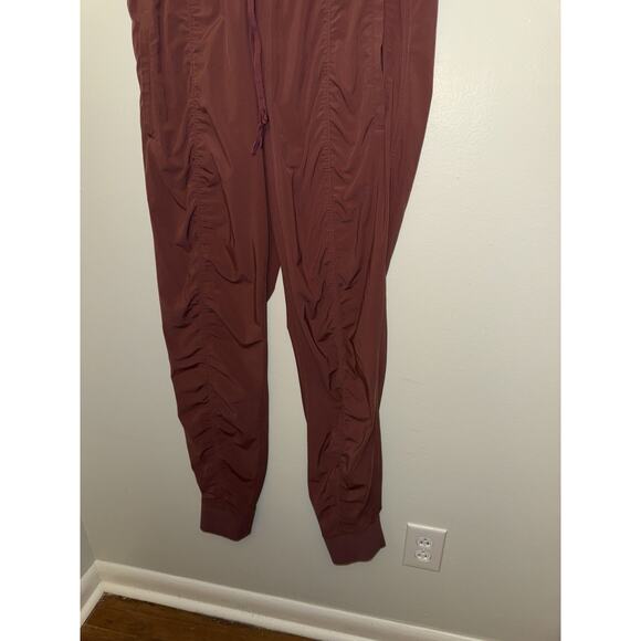 Athleta Attitude Lined Pant Womens 12 Jogger Lightweight Drawstring Cabernet red - Picture 4 of 6